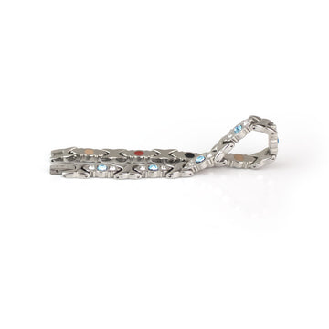 Welsh - Negative Ion Bracelet, Stainless Steel with Aquamarine Swarovski